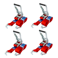 Set of four UNITRAILER 8m/50mm/5t red transport belts with tensioner