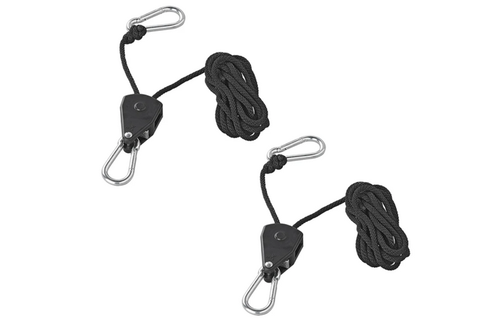 Set of two ProPlus 320054 wire rope winches, wire rope hoist with ratchet, 2.5m, 68kg