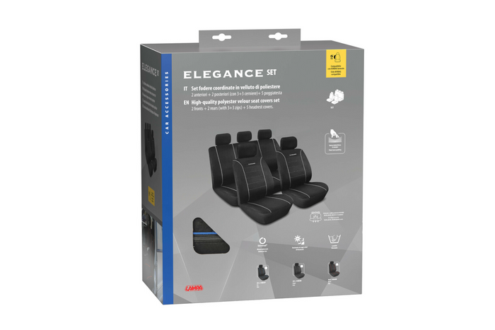 Set of car seat covers LAMPA Elegance blue, for front and rear seats