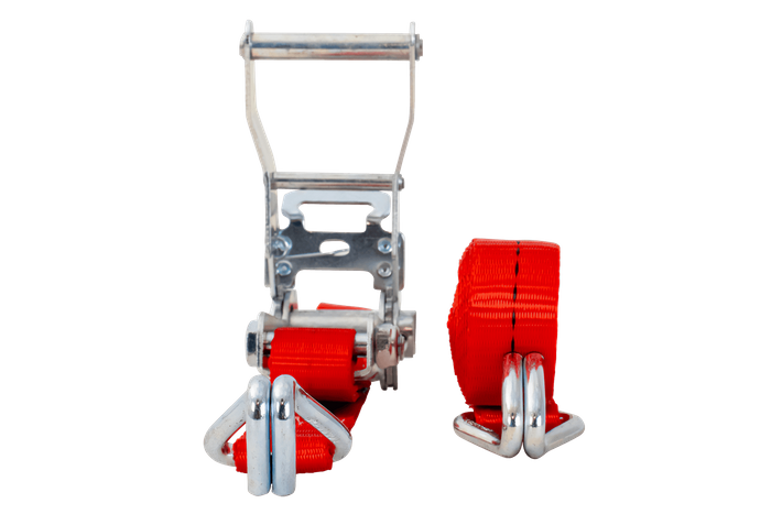 Set of four UNITRAILER 3m/25mm/1t red transport belts with tensioner