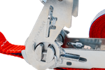 Set of four UNITRAILER transport belts with tensioner 4m/25mm/1t red