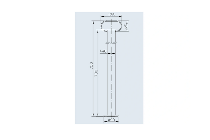 Fixed support with clamp WINTERHOFF RSR48-700+KLE48 150kg 48mm 700mm
