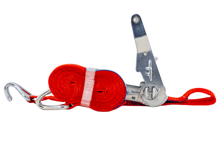 Set of four UNITRAILER 3m/25mm/1t red transport belts with tensioner