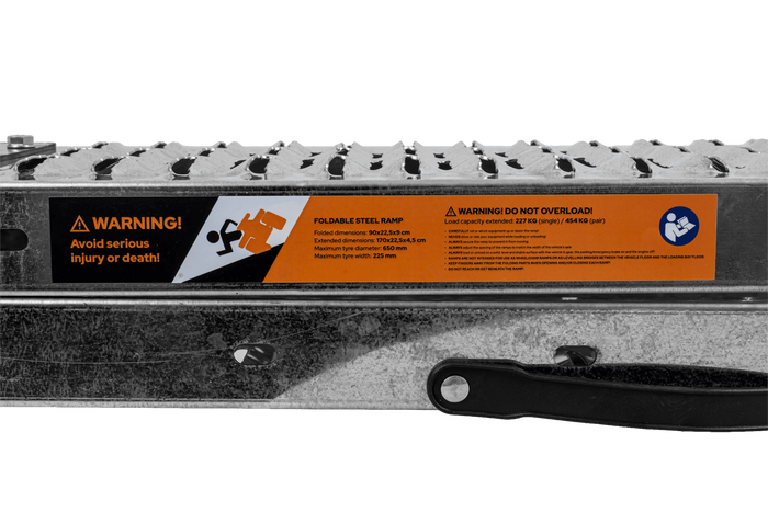 UNITRAILER ALR004 foldable ramps steel drive-on ramps for trailers 170cm 454kg set of 2