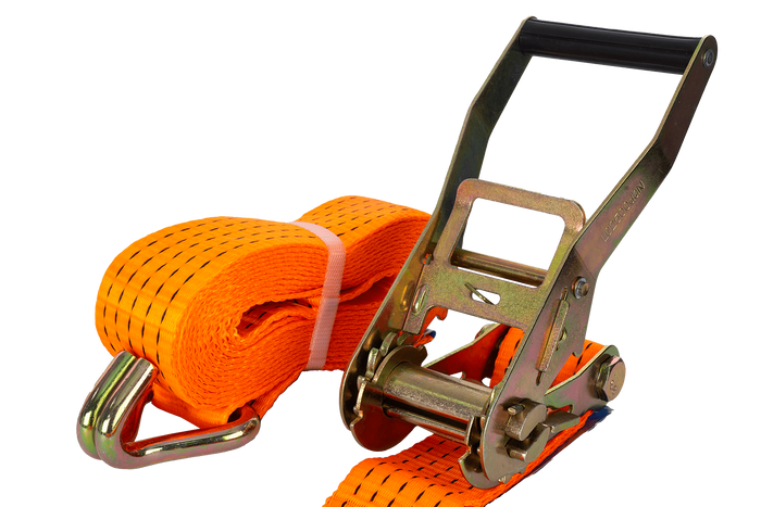 Set of four UNITRAILER 5m/50mm/5t orange transport belts with tensioner