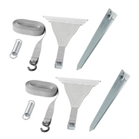 Set of two ProPlus 361729 storm straps attached to a 2x4.8m awning rail