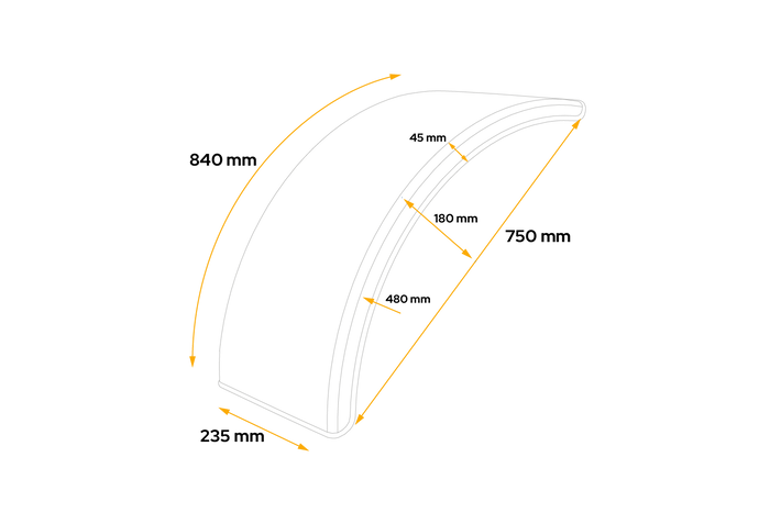 Mudguard for agricultural machines 12-14" DOMAR T10060 wheel arch 750/235mm