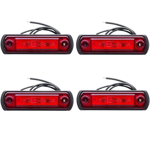 Set of 4x red LED clearance lamps on a Horpol rubber base