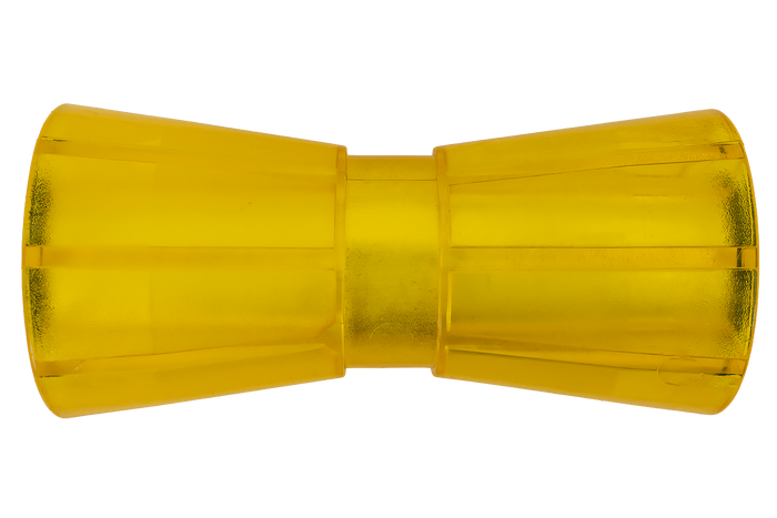 Set of 5 yellow keel rollers for boat trailers. Knott